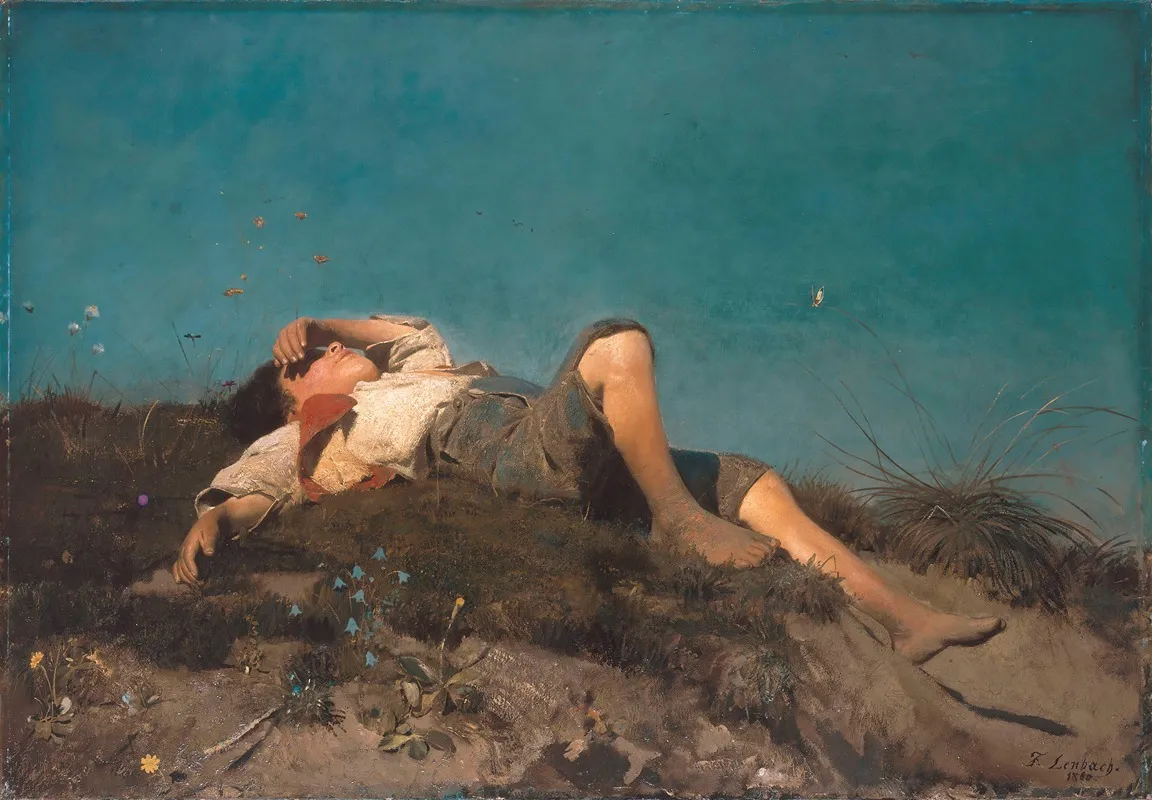 A Shepherd Boy by Franz von Lenbach - Canvas Print