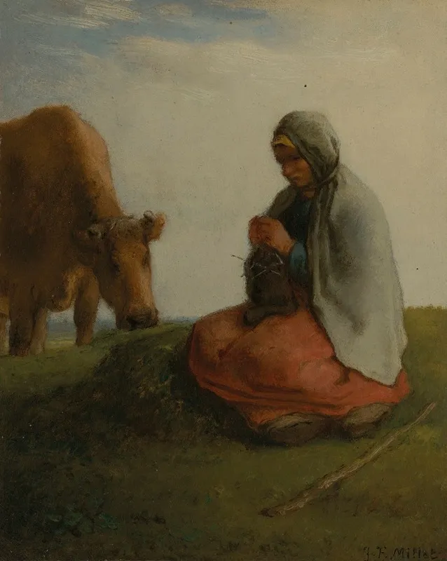 A Shepherdess Knitting