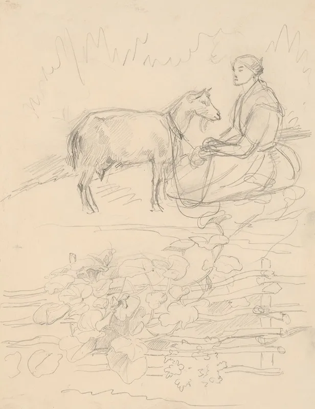 A Shepherdess With A Goat