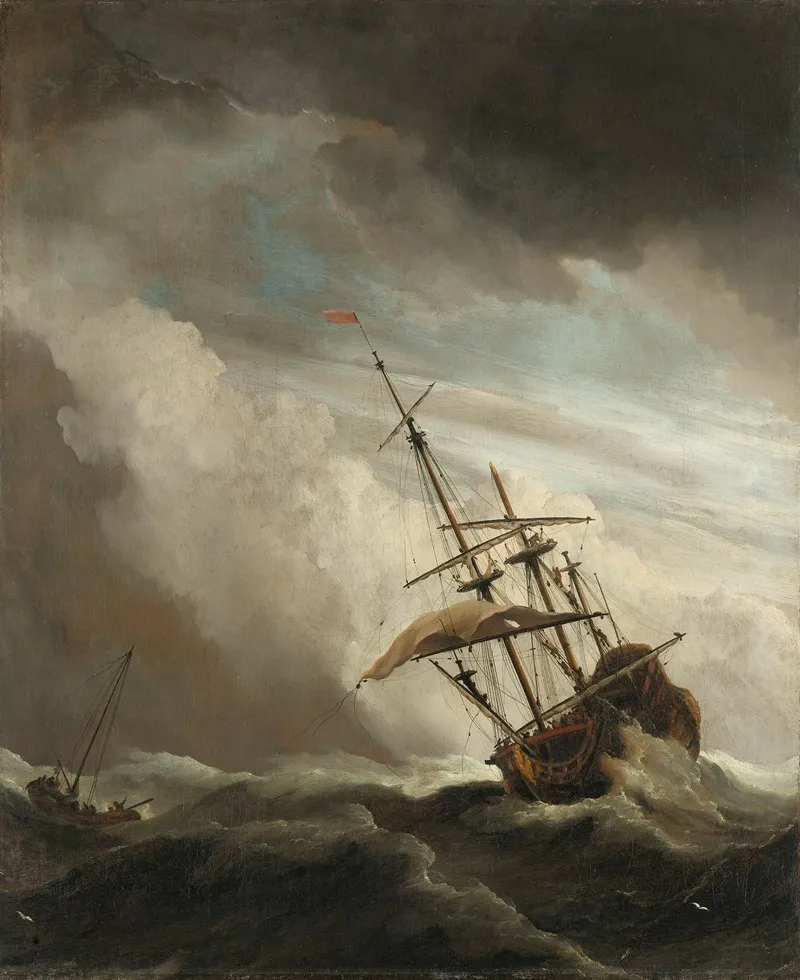 A Ship On The High Seas Caught By A Squall Known As The Gust