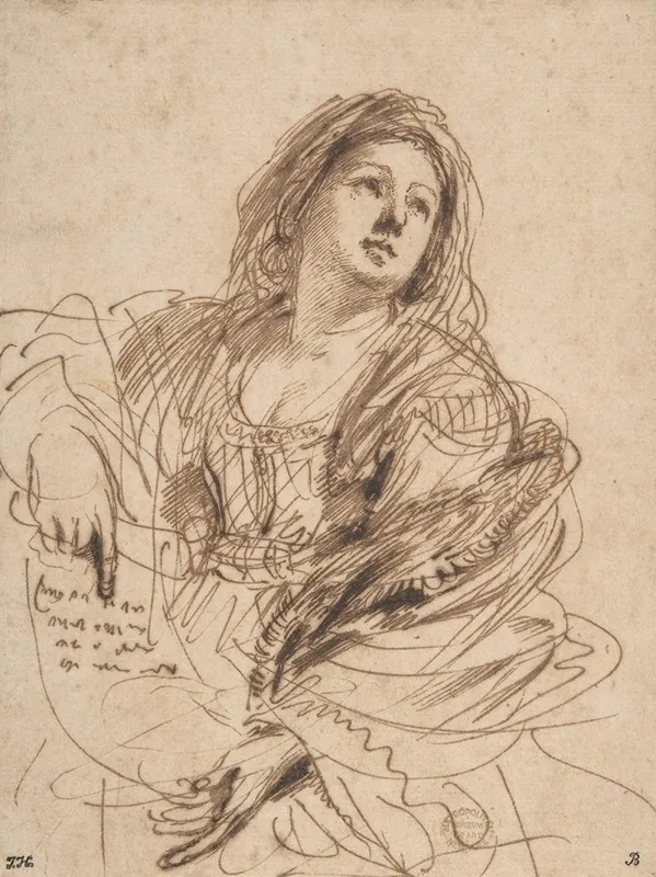 A Sibyl Holding A Scroll Study For The Cimmerian Sibyl