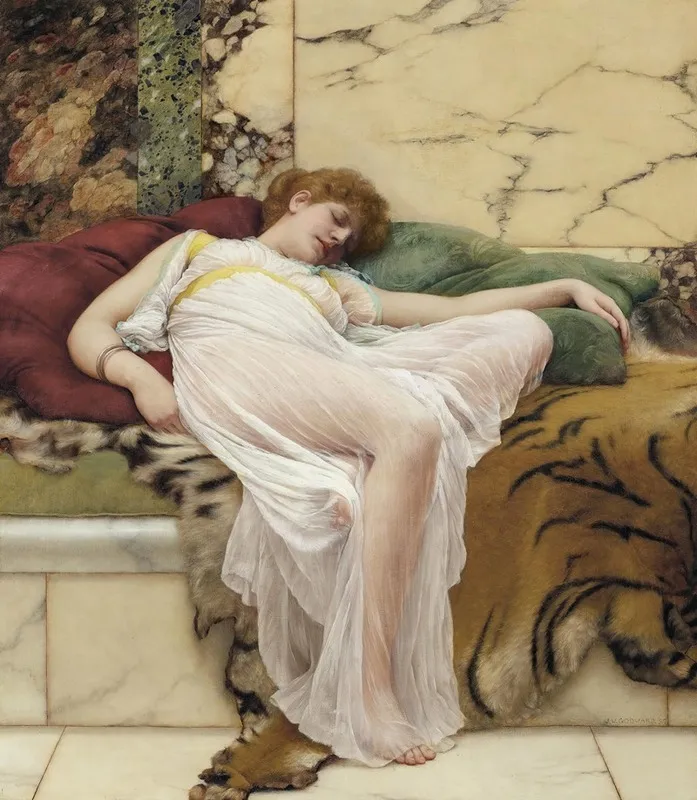 A Siesta by John William Godward - Canvas Print