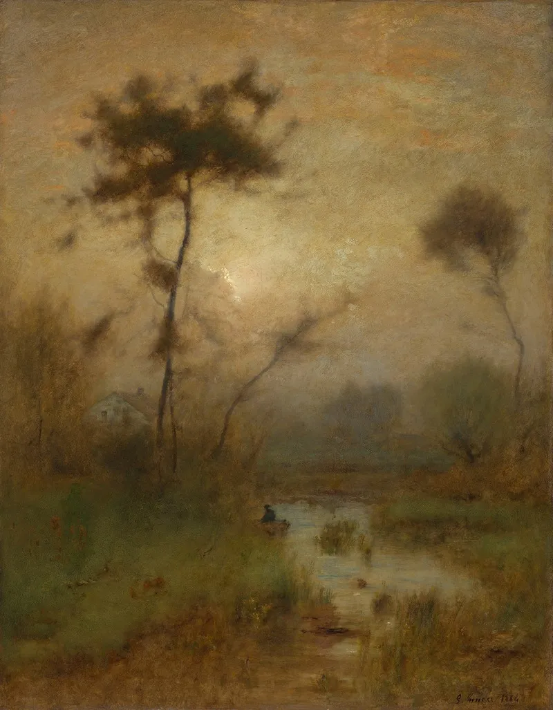 A Silver Morning by George Inness - Canvas Print