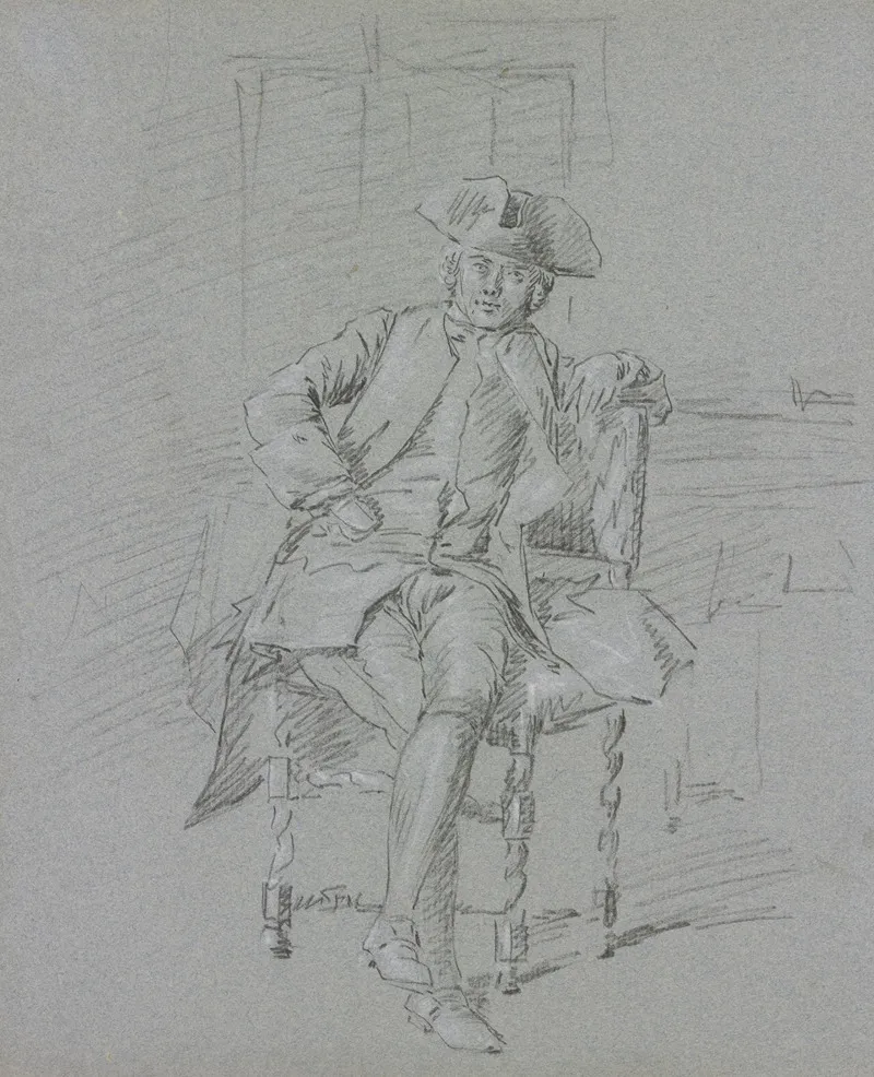 A Sitting Cavalier by Cornelis Troost - Canvas Print