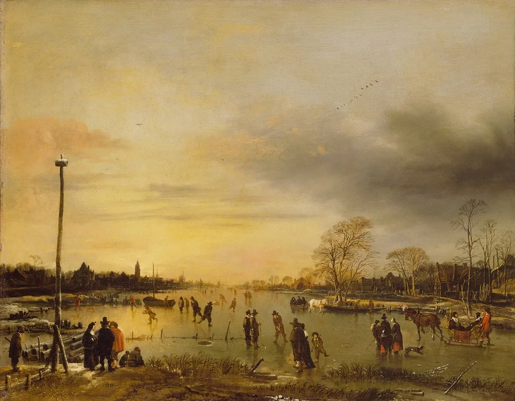 A Skating Scene by Aert van der Neer - Canvas Print