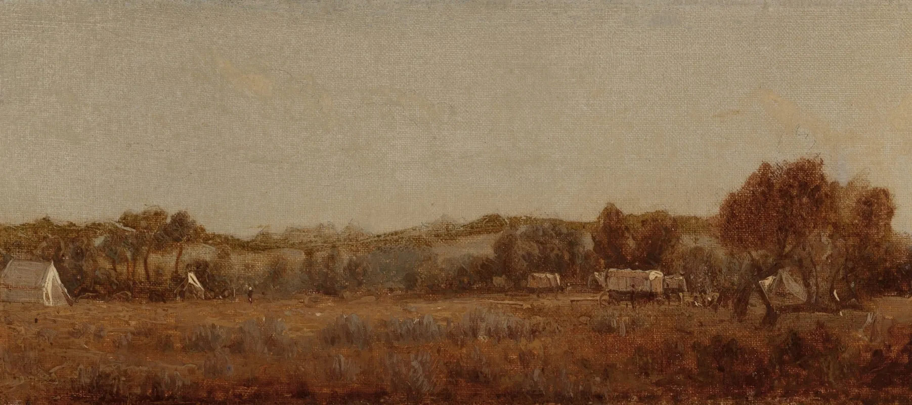 A Sketch At The Camp On The La Bonte Wyoming Territory by Sanford Robinson Gifford - Canvas Print