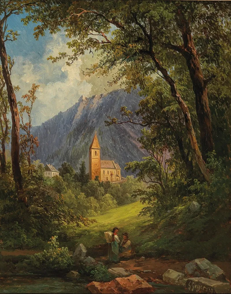 A Small Church In The Mountains by Georg Geyer - Canvas Print