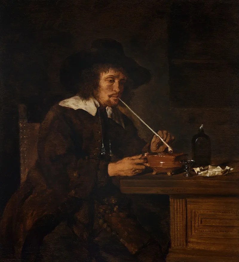 A Smoker Lighting His Pipe