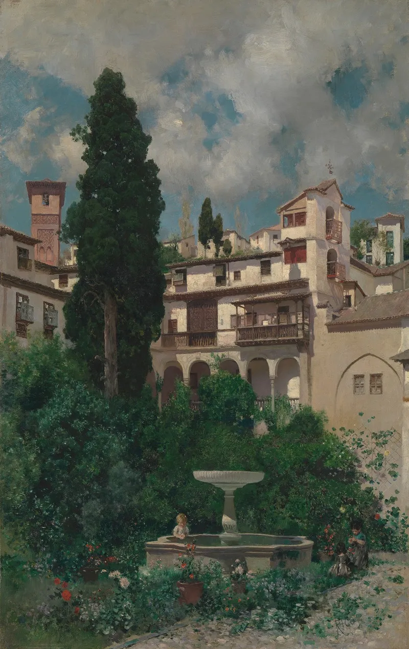 A Spanish Garden by Martin Rico y Ortega - Canvas Print