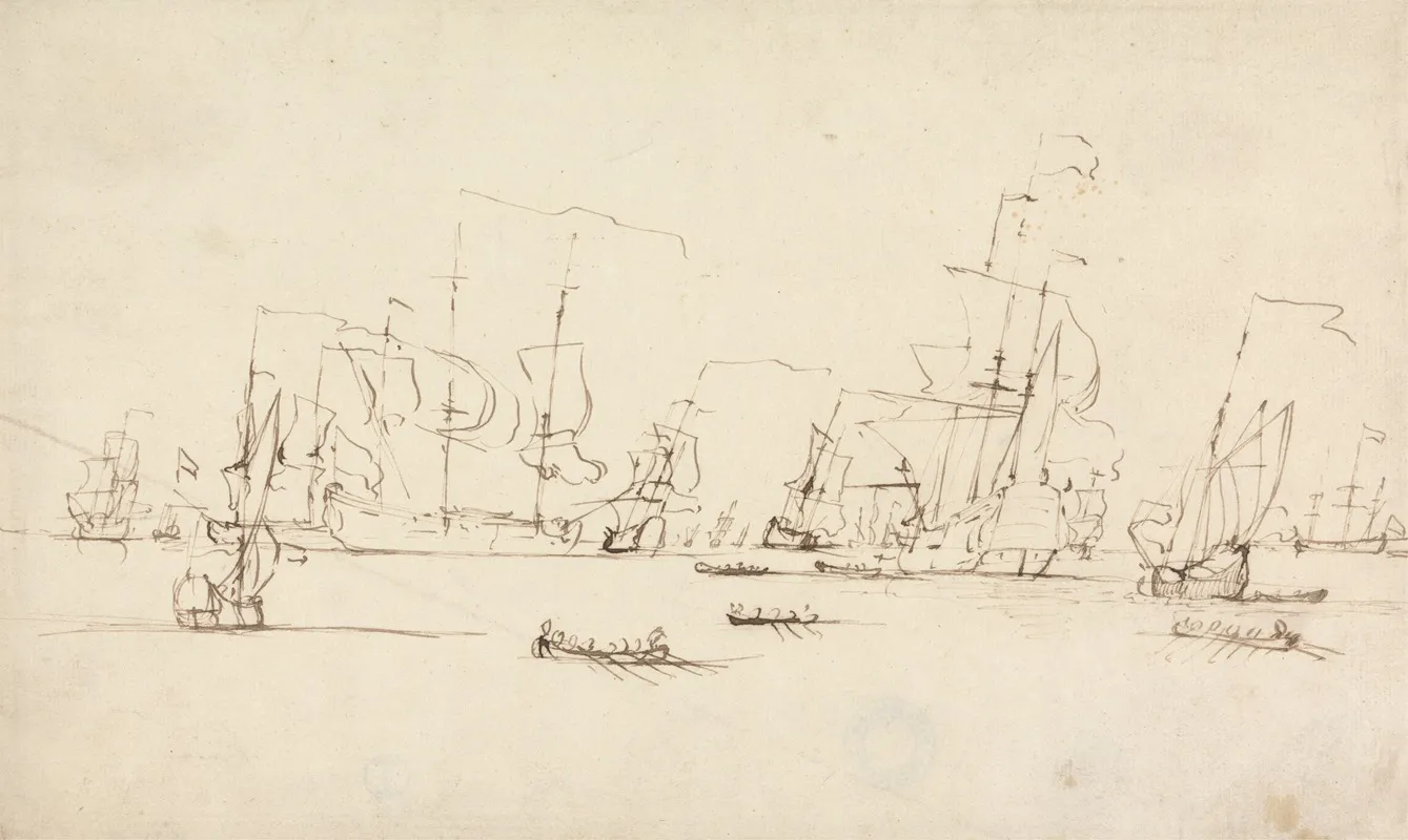 A Squadron At Anchor by Peter Monamy - Canvas Print