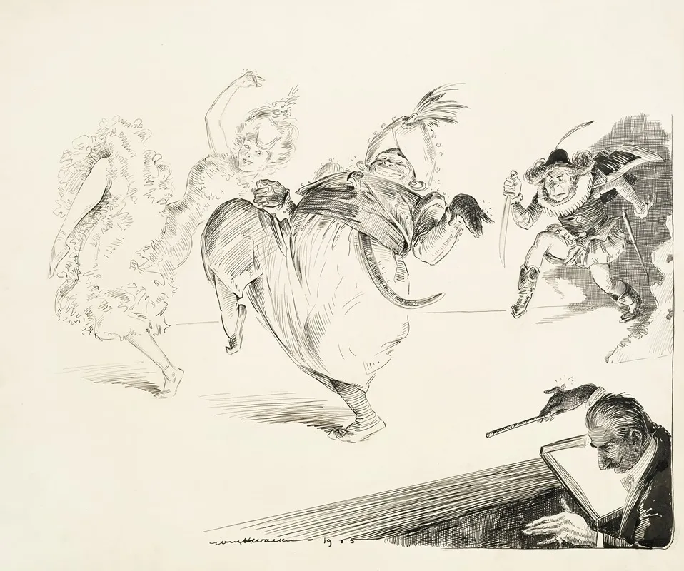 A Stage Production With A Large Man Dancing With A Young Woman