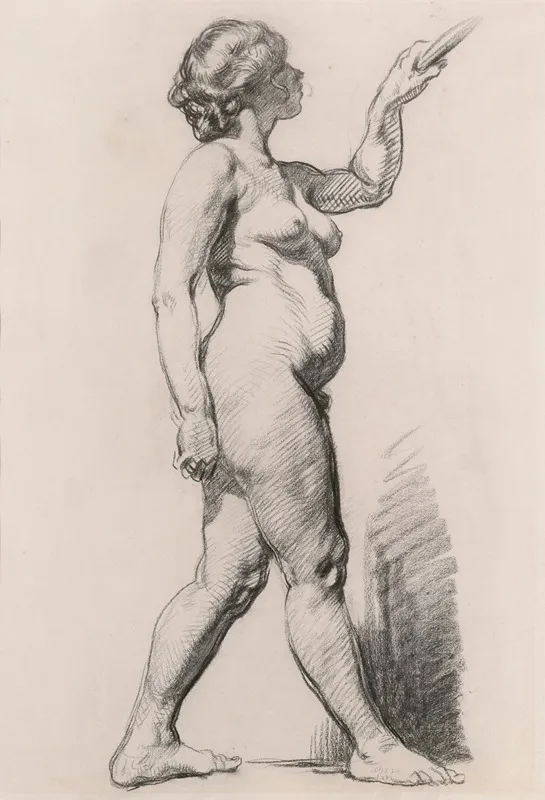 A Standing Female Nude by Sarah Henrietta Purser - Canvas Print