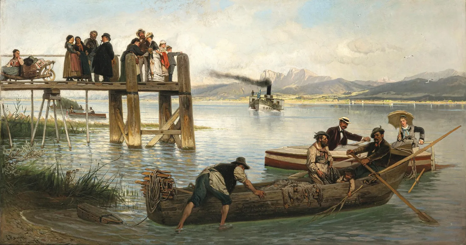 A Steamboat Jetty On Lake Chiemsee by Karl Raupp - Canvas Print