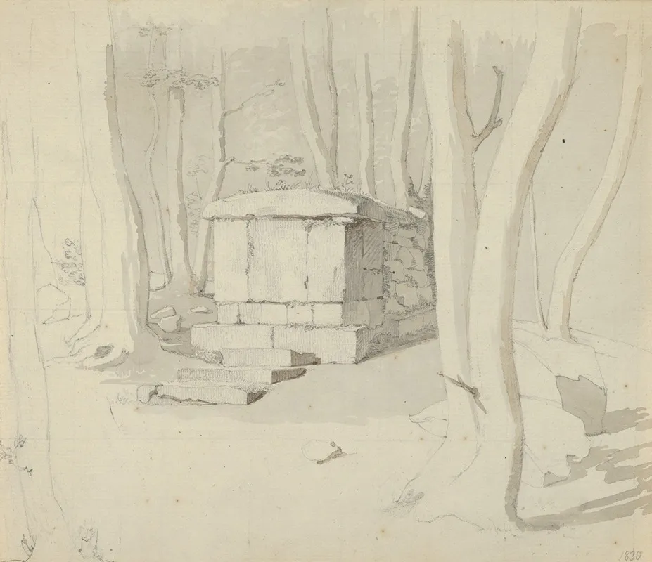 A Stone Tomb In A Forest by Christen Købke - Canvas Print