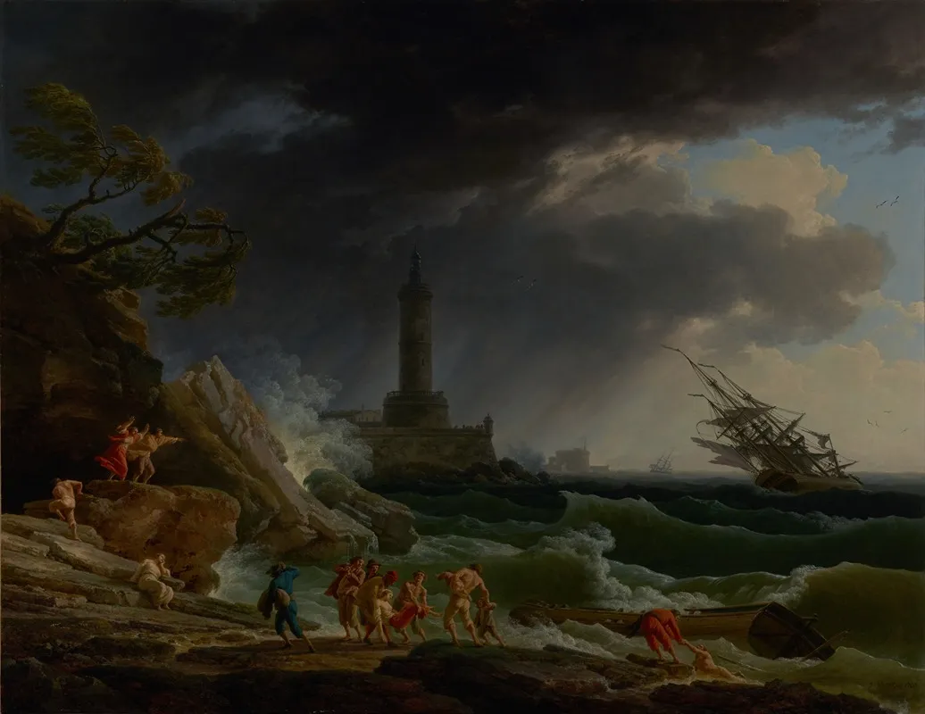 A Storm On A Mediterranean Coast by Claude-Joseph Vernet - Canvas Print