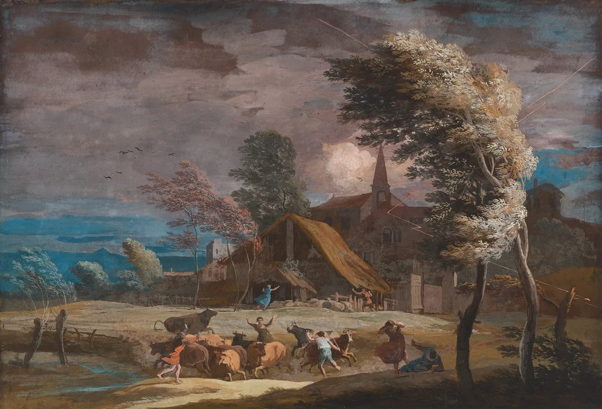 A Stormy Landscape by Marco Ricci - Canvas Print