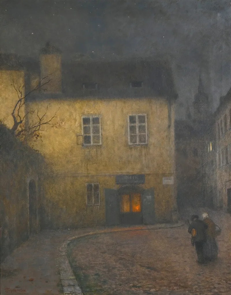 A Street Corner In Prague by Jakub Schikaneder - Canvas Print