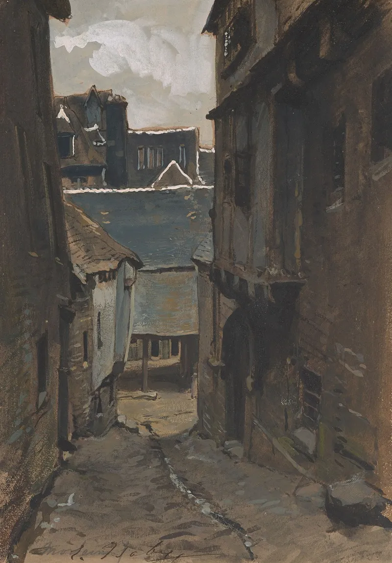 A Street In Morlaix by Eugène Isabey - Canvas Print