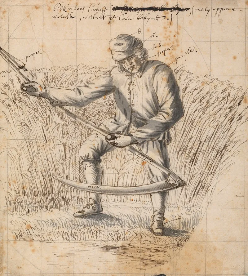 A Study For The Pilkington Crest A Mower With A Scythe by Francis Place - Canvas Print