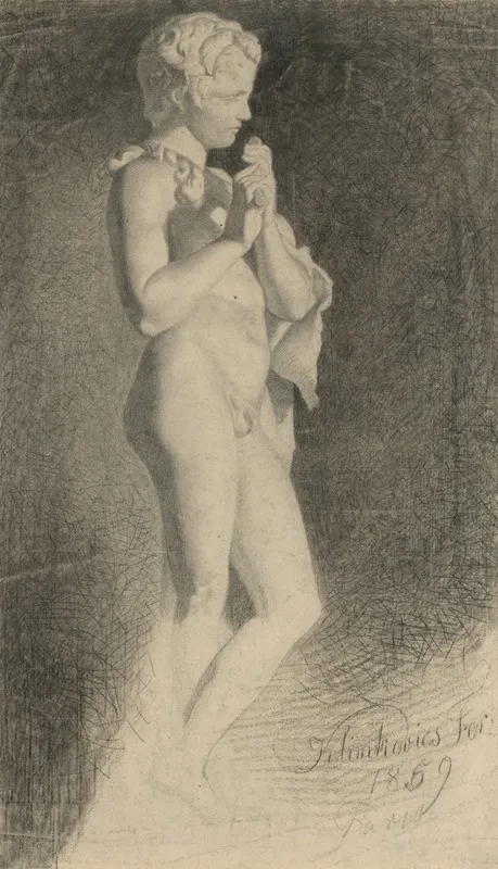 A Study Of A Boy Playing The Whistle by František Klimkovič - Canvas Print