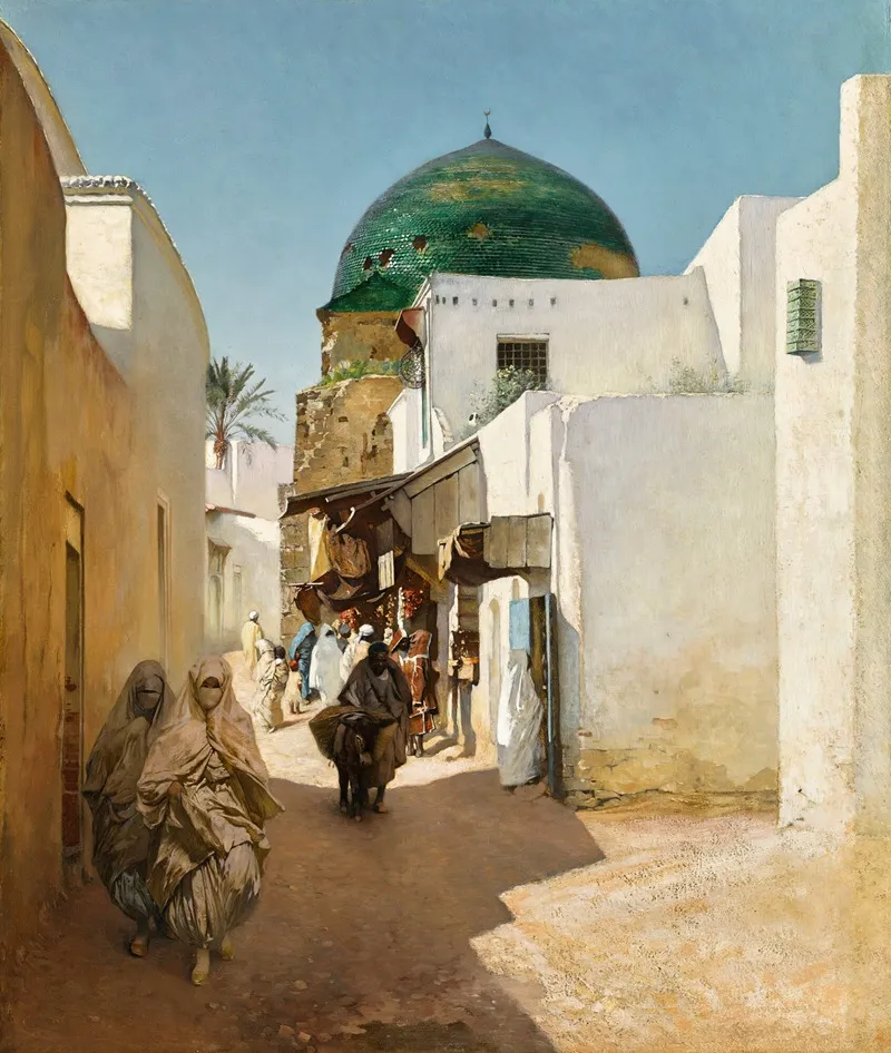 A Sunlit Street by Rubens Santoro - Canvas Print