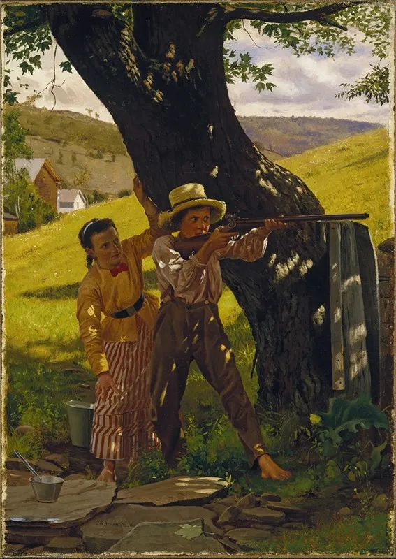 A Sure Shot by John George Brown - Canvas Print