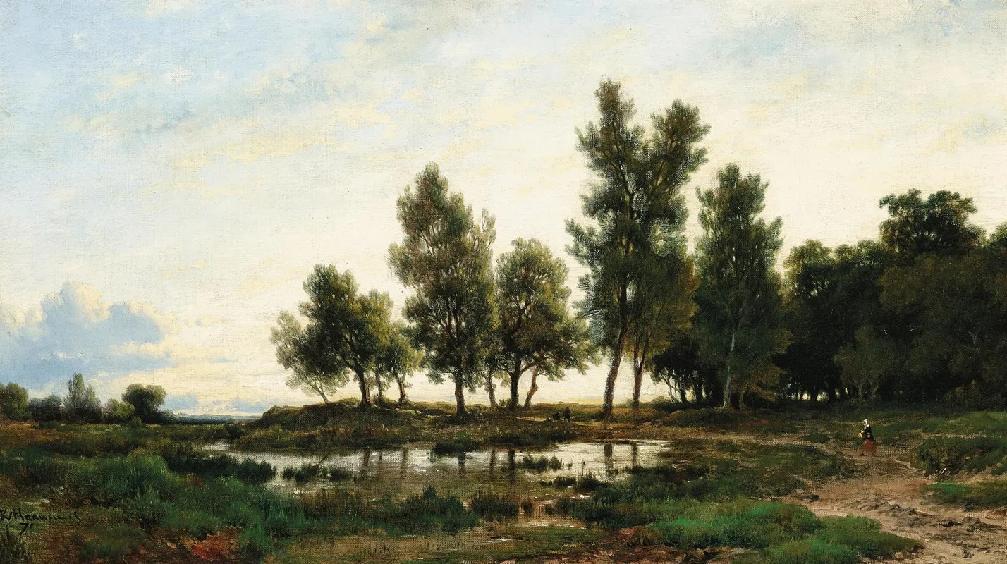 A Swamp Landscape With Travellers