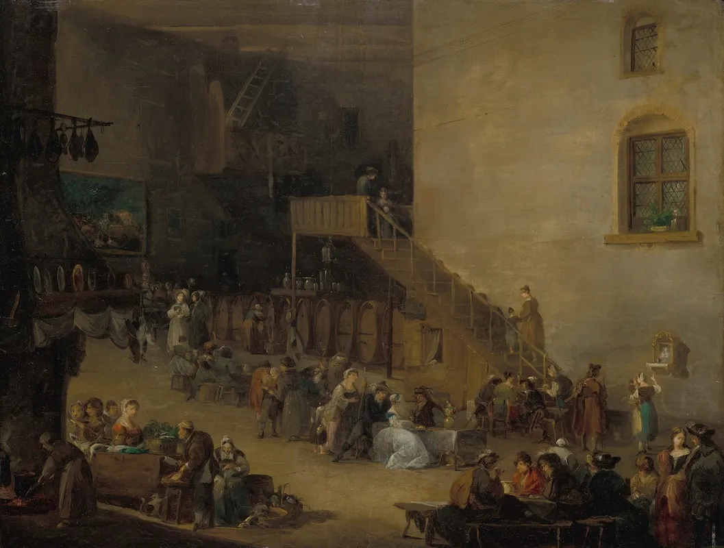 A Tavern Interior by Giuseppe Bernardino Bison - Canvas Print