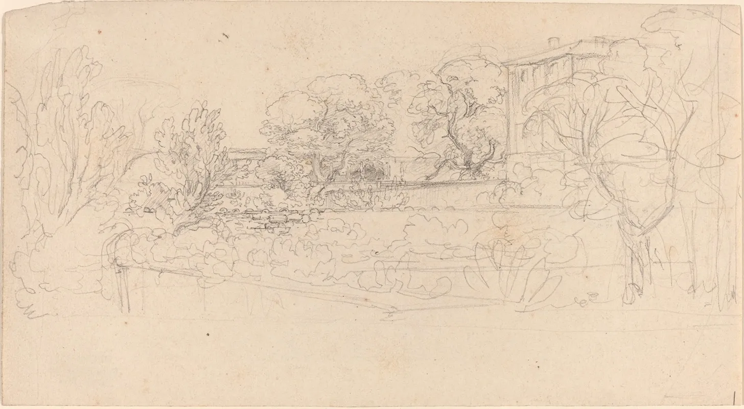 A Terraced Garden By A Villa by Friedrich Salathé - Canvas Print