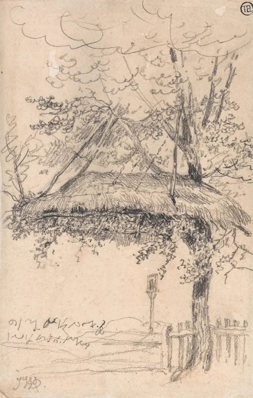 A Thatched Shelter Suspended From A Tree