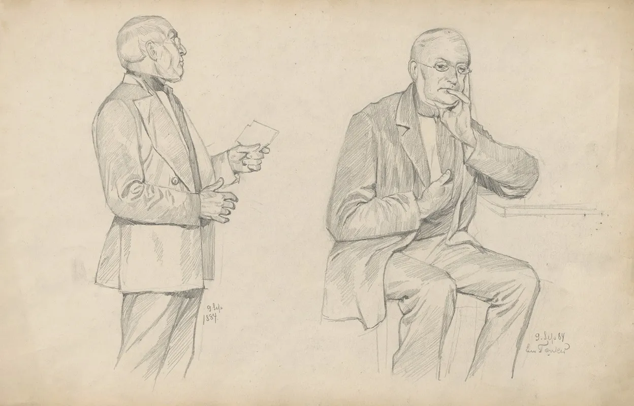 A Thinking Man In A Standing And Sitting Position by Alfred Schmidt - Canvas Print