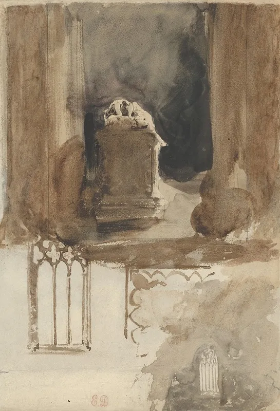A Tomb And Studies Of Windows In The Church Of Valmont Abbey