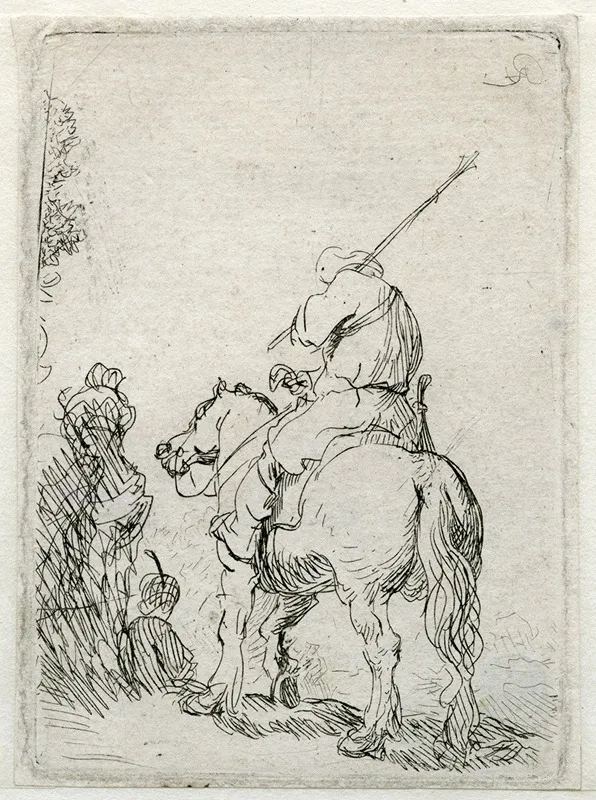 A Turbanded Soldier On Horseback by Rembrandt van Rijn - Canvas Print