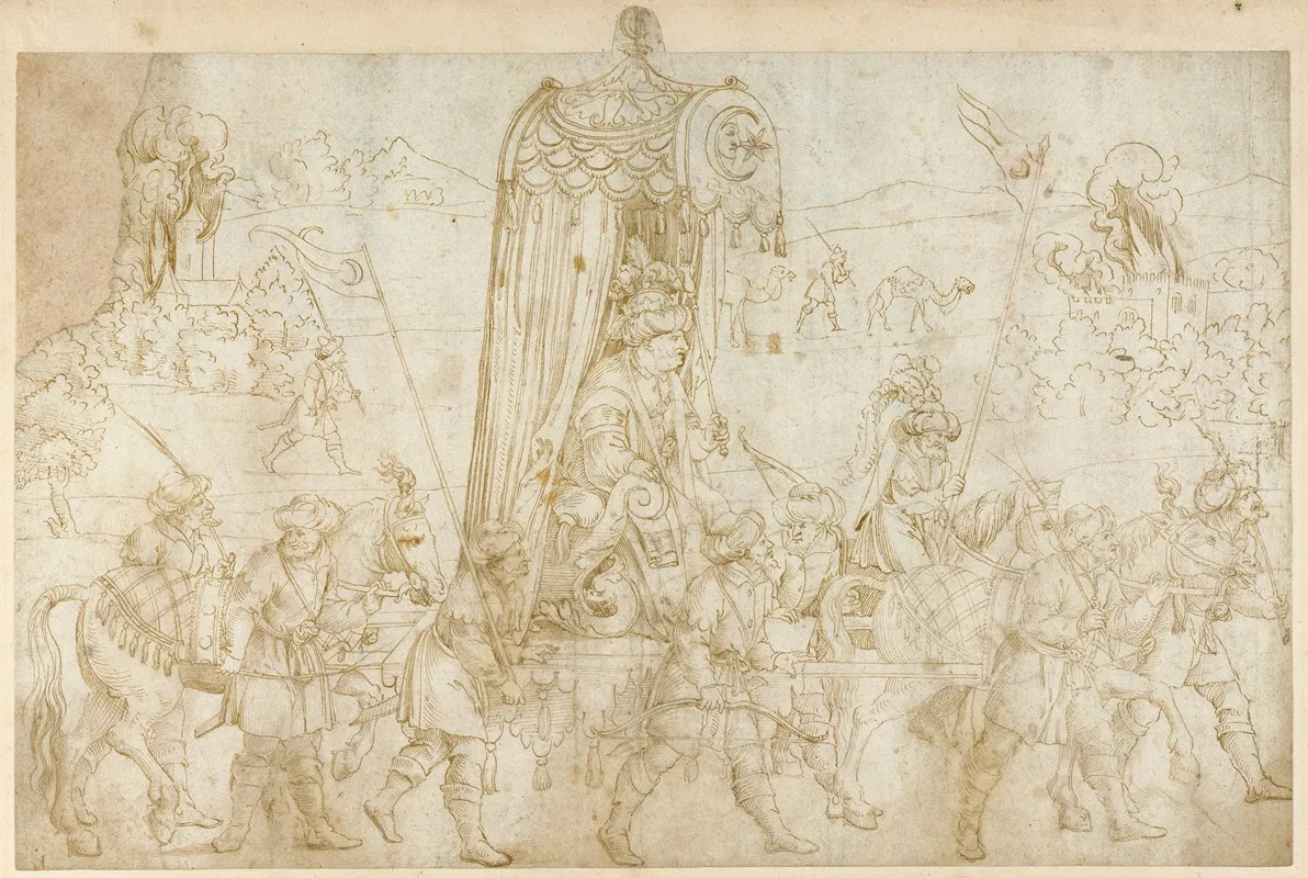 A Turkish Procession by Erhard Schön - Canvas Print