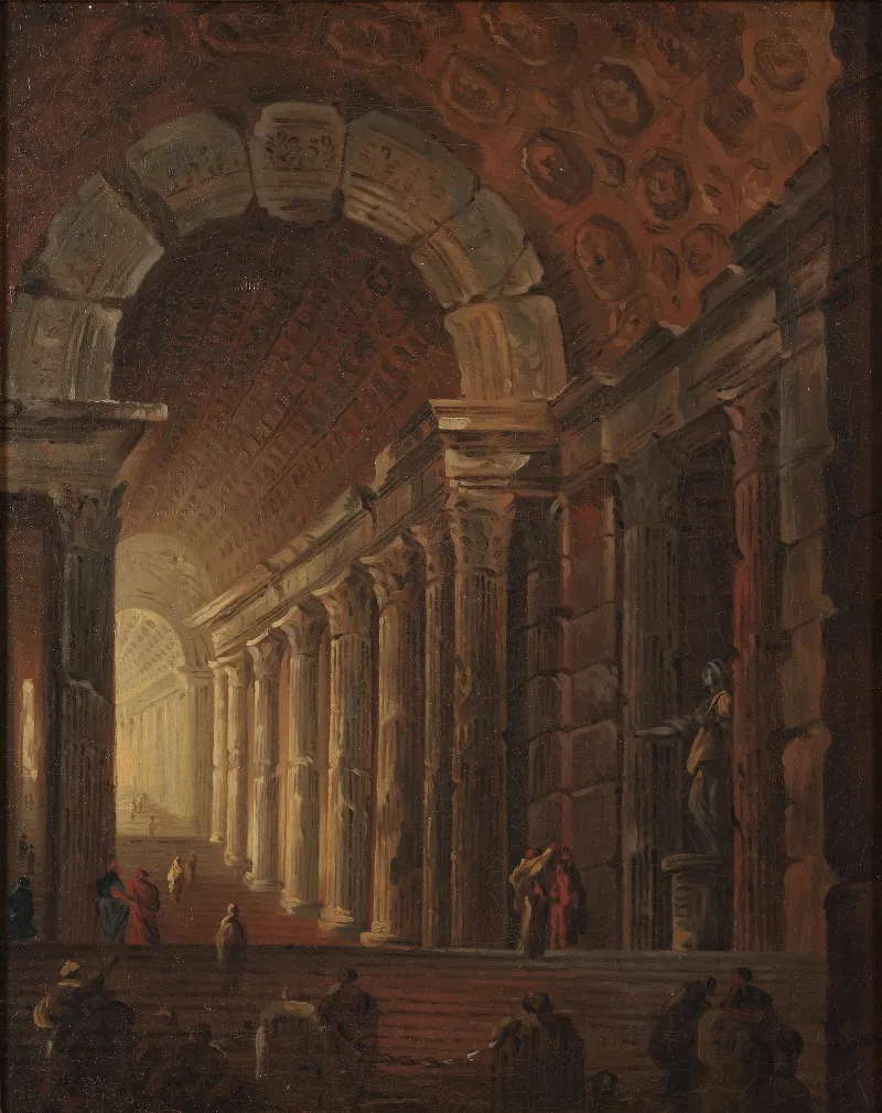 A Vaulted Staircase Architectural Piece by Johan Gottlob Brusell - Canvas Print