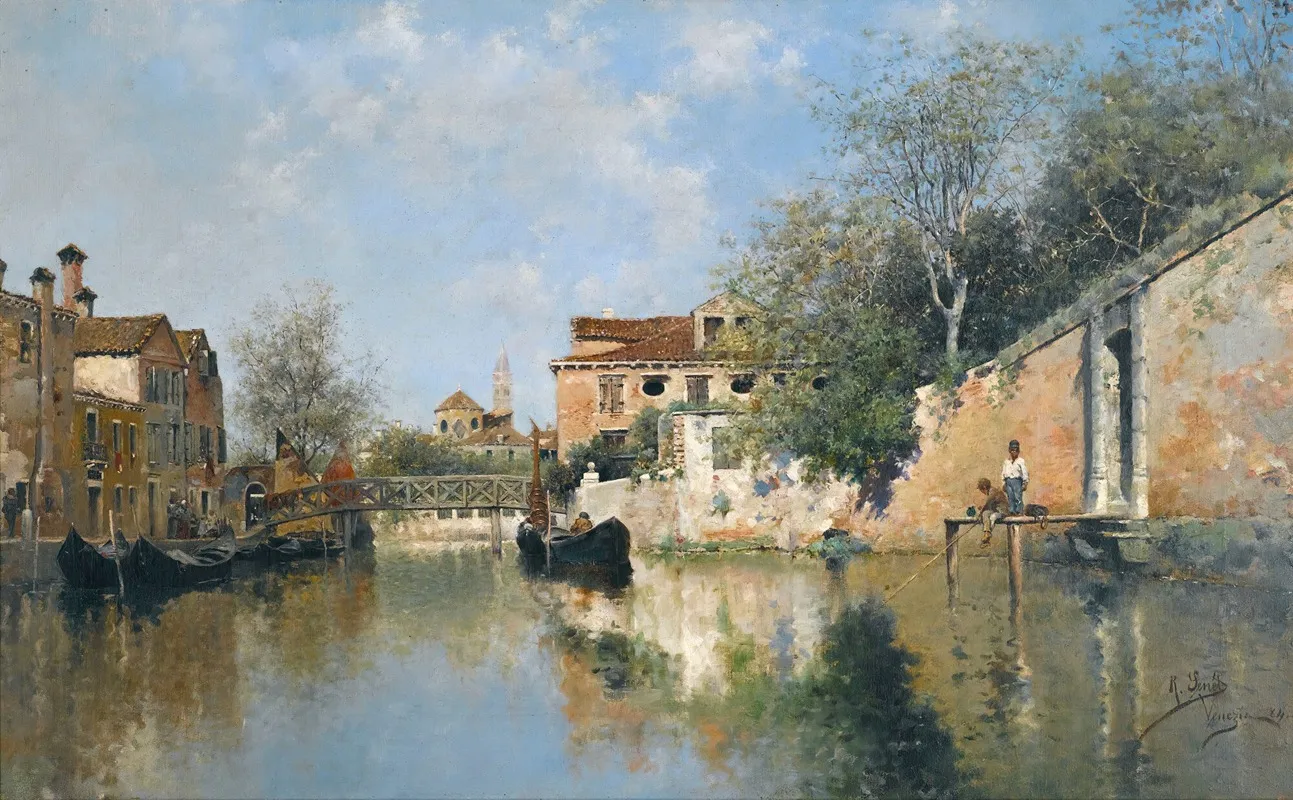 A Venetian Canal 2 by Rafael Senet y Perez - Canvas Print