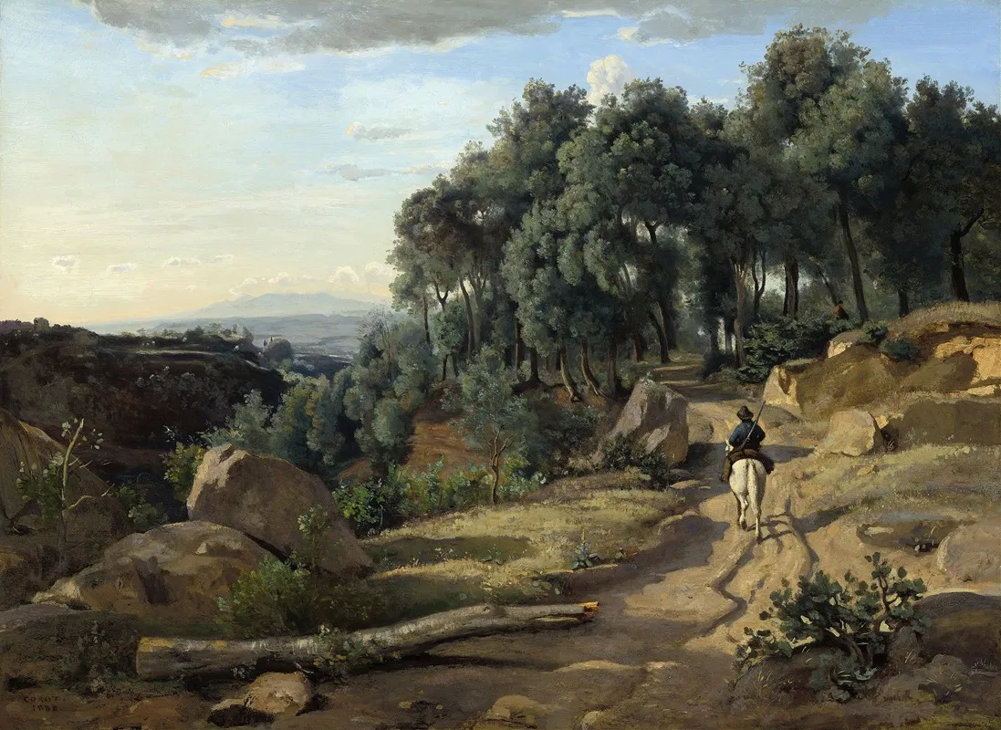 A View Near Volterra by Jean-Baptiste-Camille Corot - Canvas Print