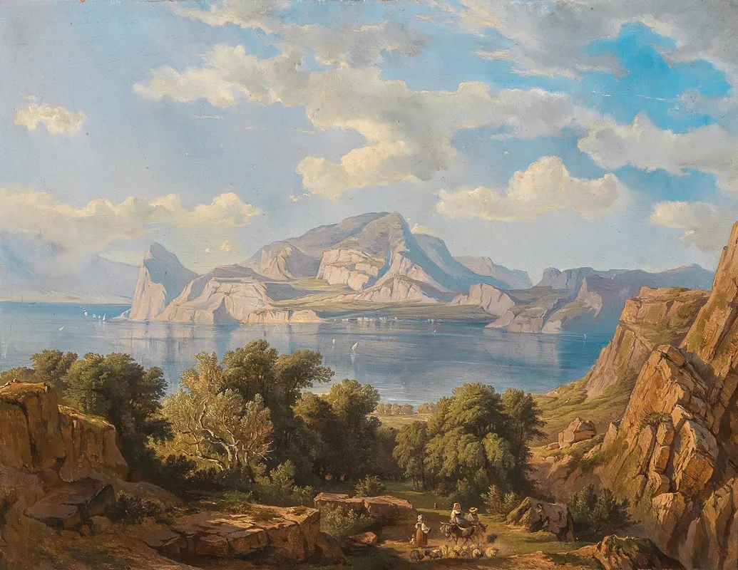 A View Of Capo Miseno With Vesuvius In The Background