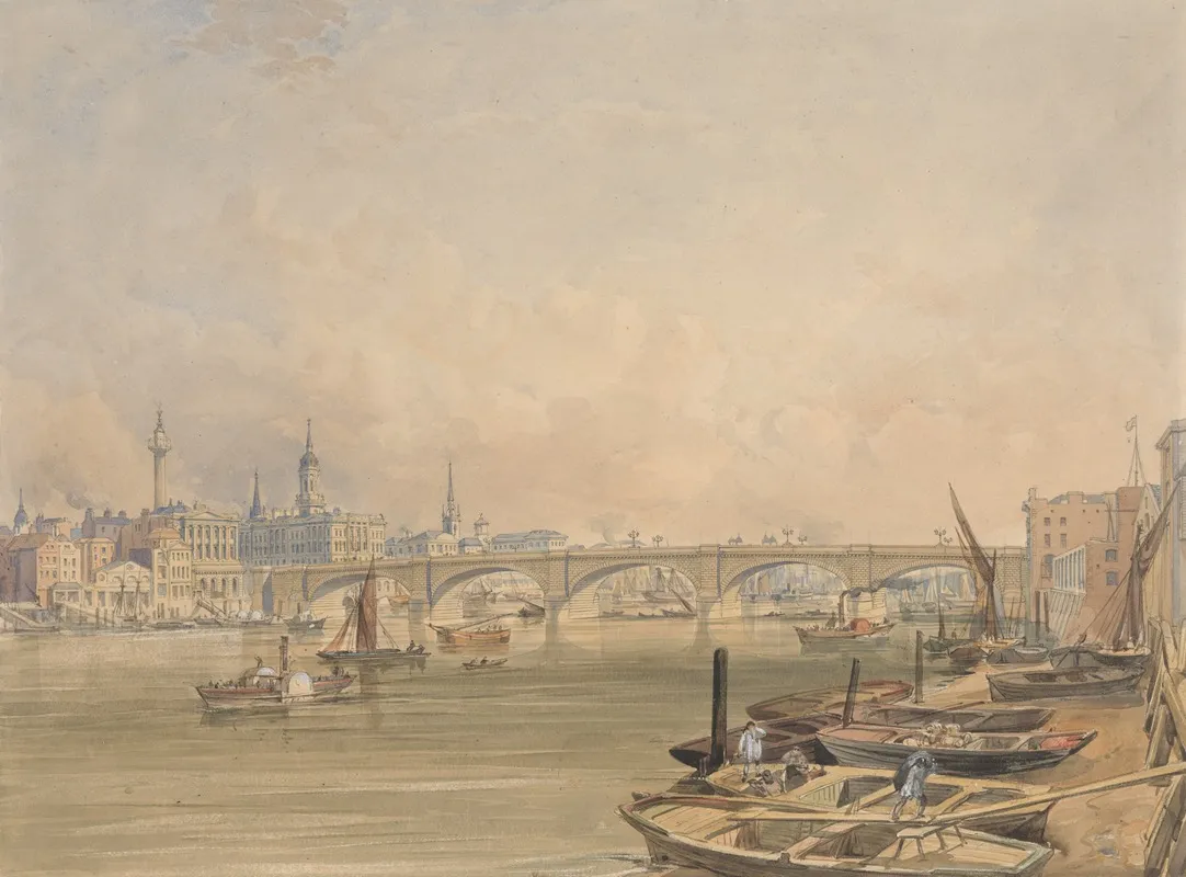 A View Of London Bridge 2 by Edmund Walker - Canvas Print