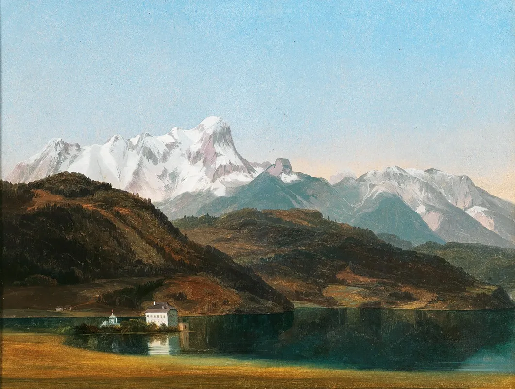 A View Of Maria Loretto On Lake Worthersee by Markus Pernhart - Canvas Print