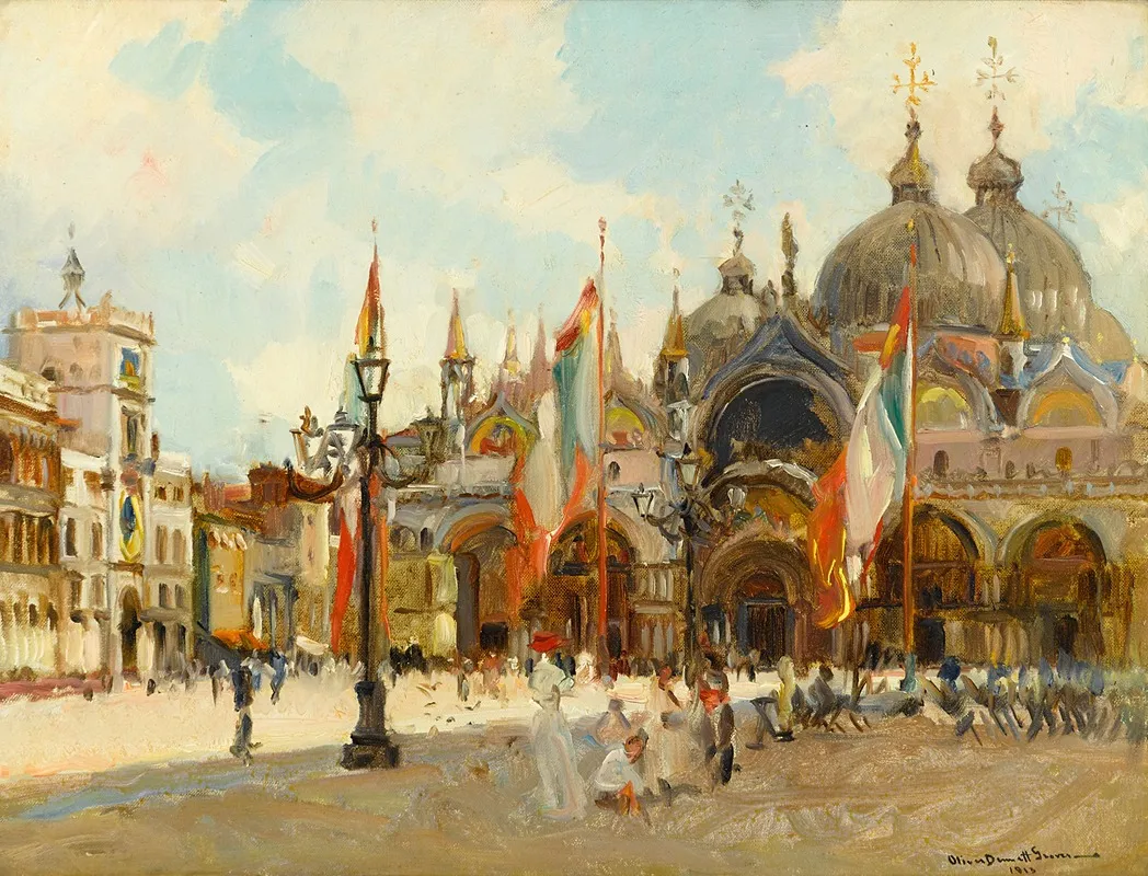 A View Of Piazza San Marco Venice by Oliver Dennett Grover - Canvas Print