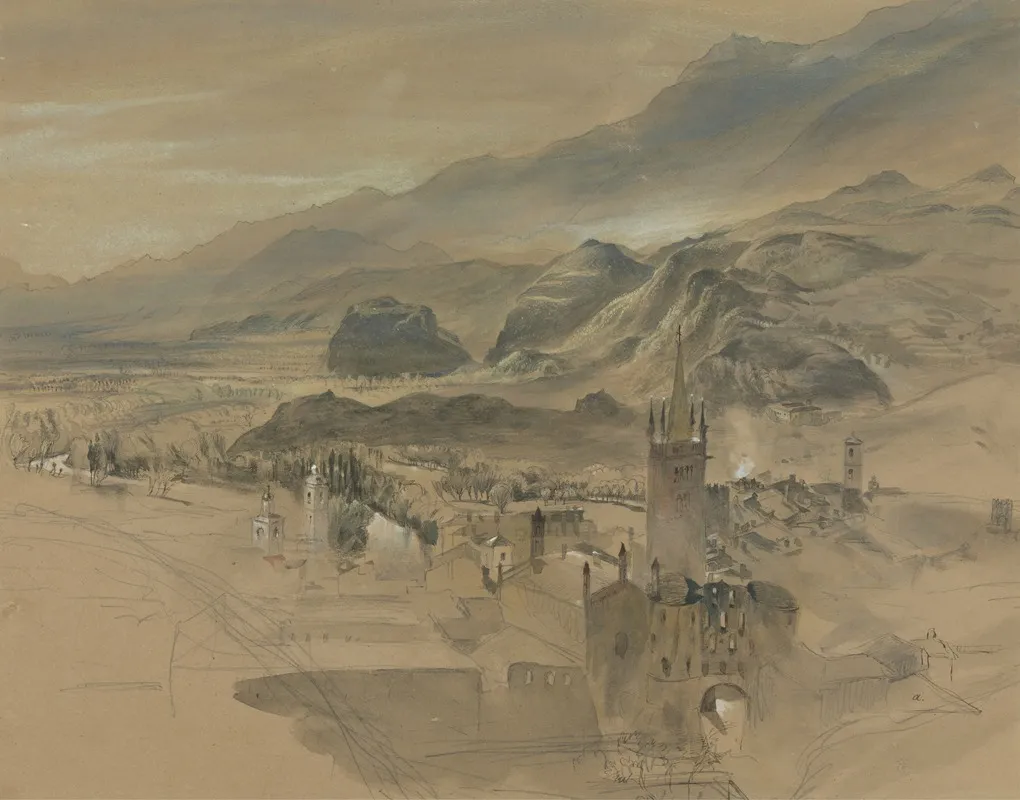 A View Of Susa Italy From The West by John Ruskin - Canvas Print