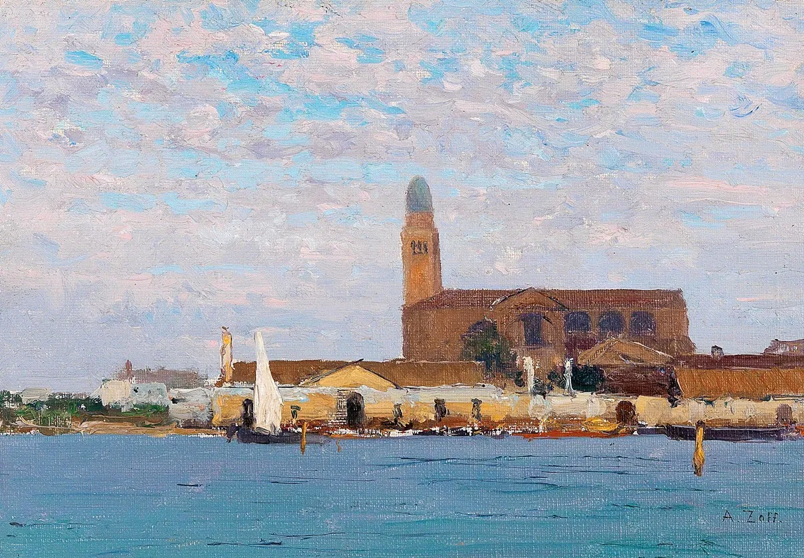 A View Of The Cathedral In Chioggia 2 by Alfred Zoff - Canvas Print