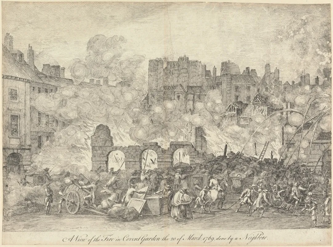 A View Of The Fire In Covent Garden by Samuel Hieronymus Grimm - Canvas Print