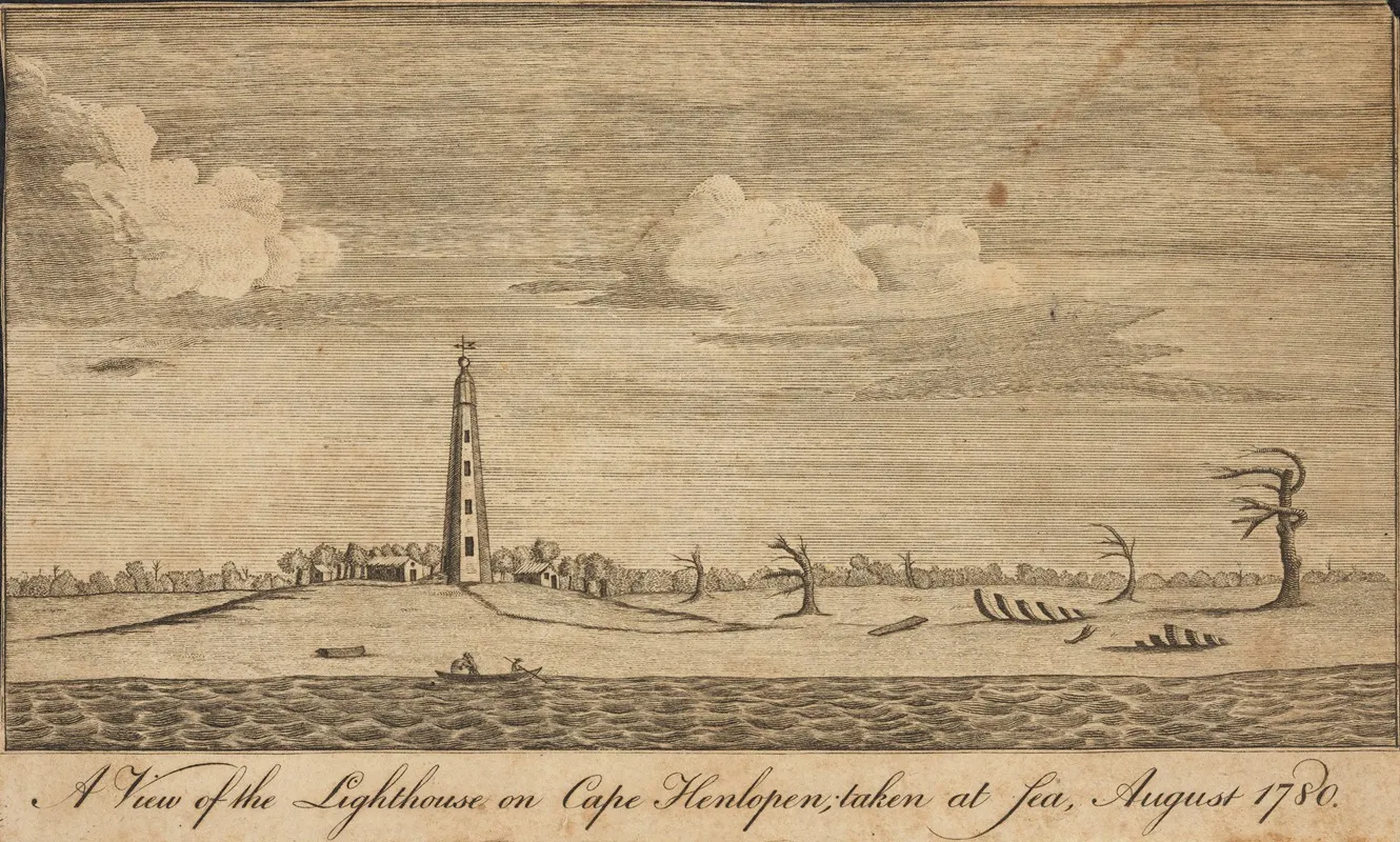 A View Of The Lighthouse On Cape Henlopen Taken At Sea August 1780