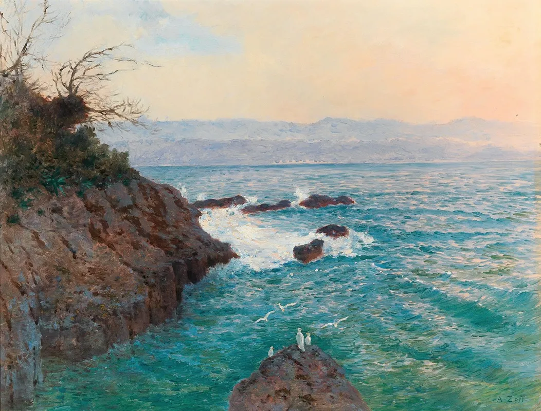 A View Of The Nervi Coast by Alfred Zoff - Canvas Print