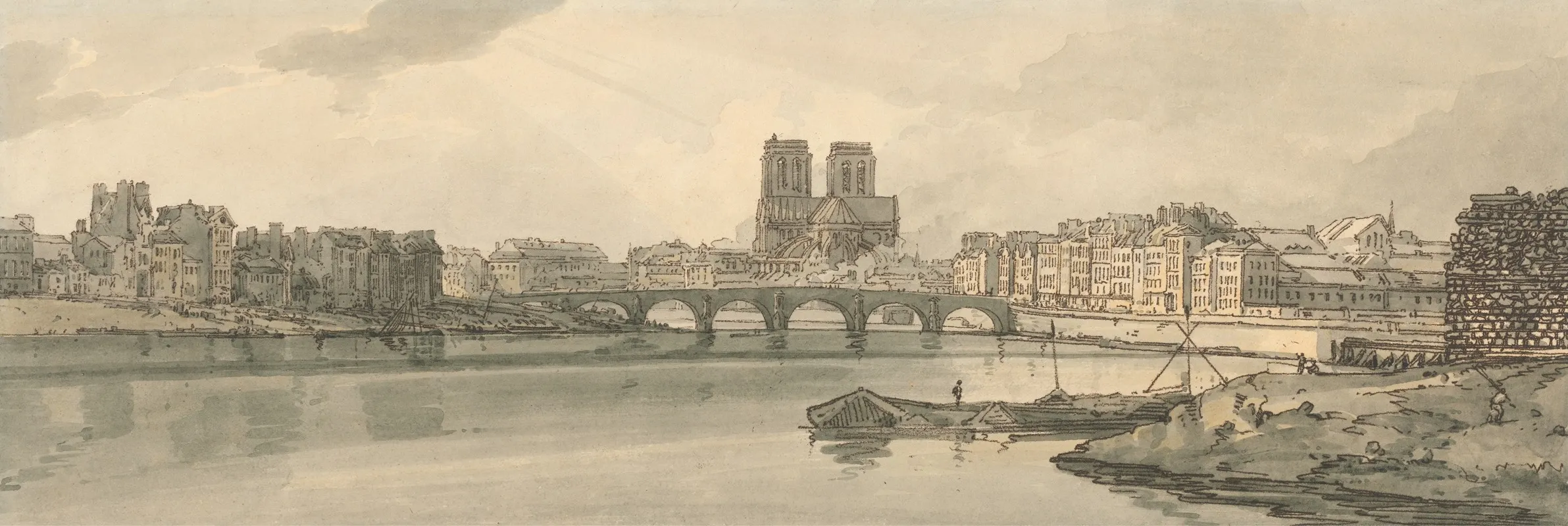 A View Of The Pont De La Tournelle And Notre Dame Taken From The Arsenal