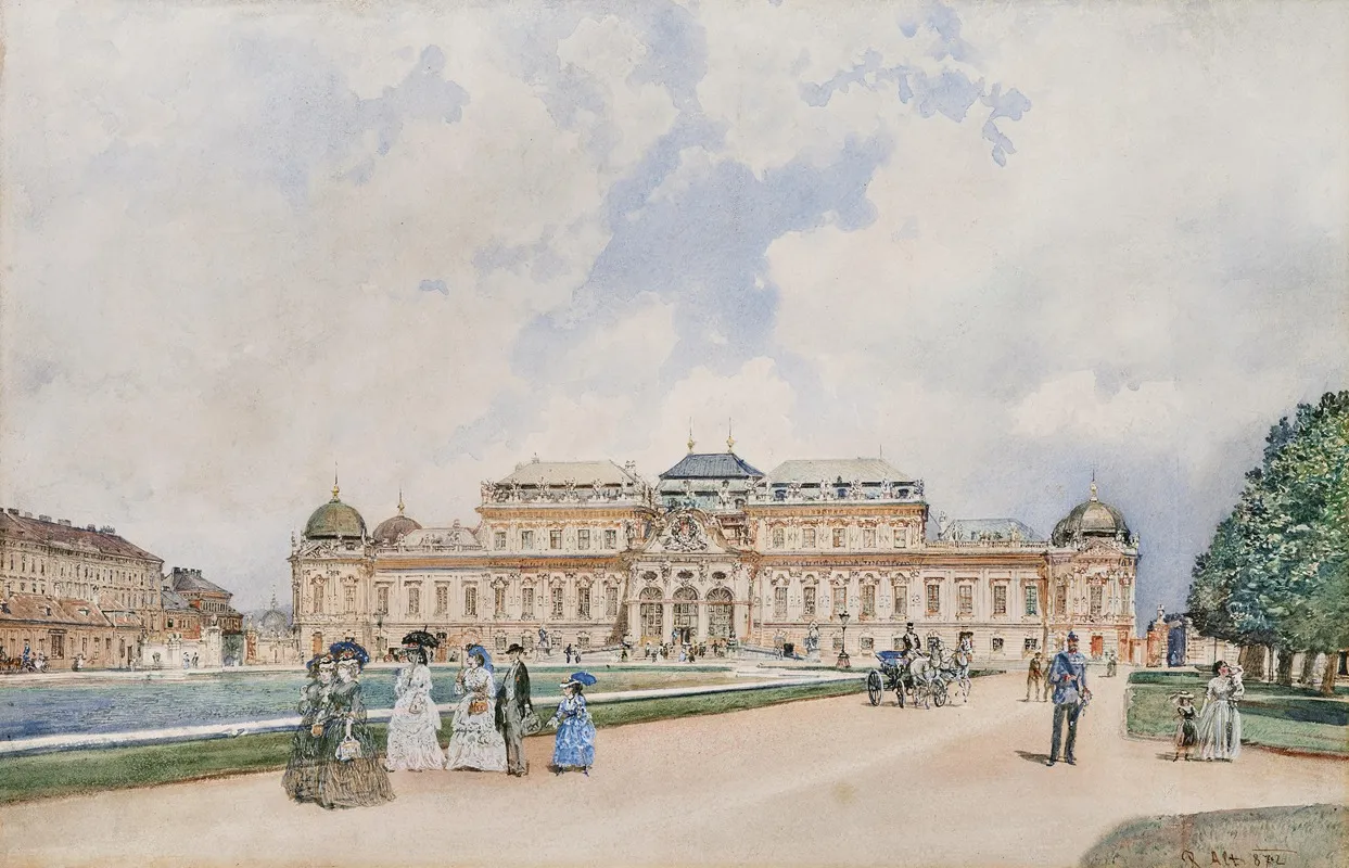 A View Of The Upper Belvedere Vienna by Rudolf von Alt - Canvas Print