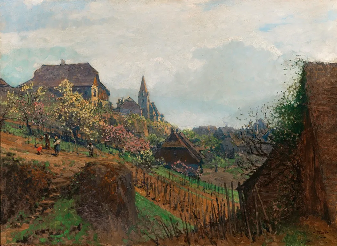 A View Of Weisenkirchen From A Vineyard In The Wachau Region by Heinrich Tomec - Canvas Print
