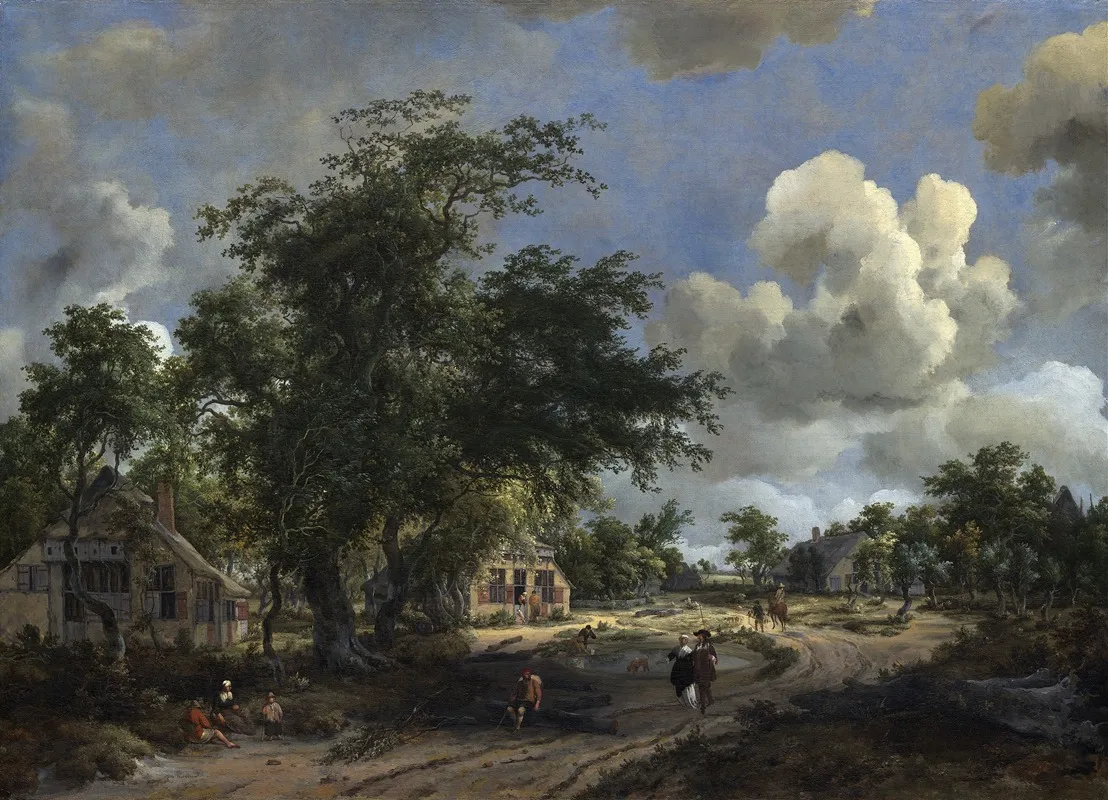 A View On A High Road by Meindert Hobbema - Canvas Print
